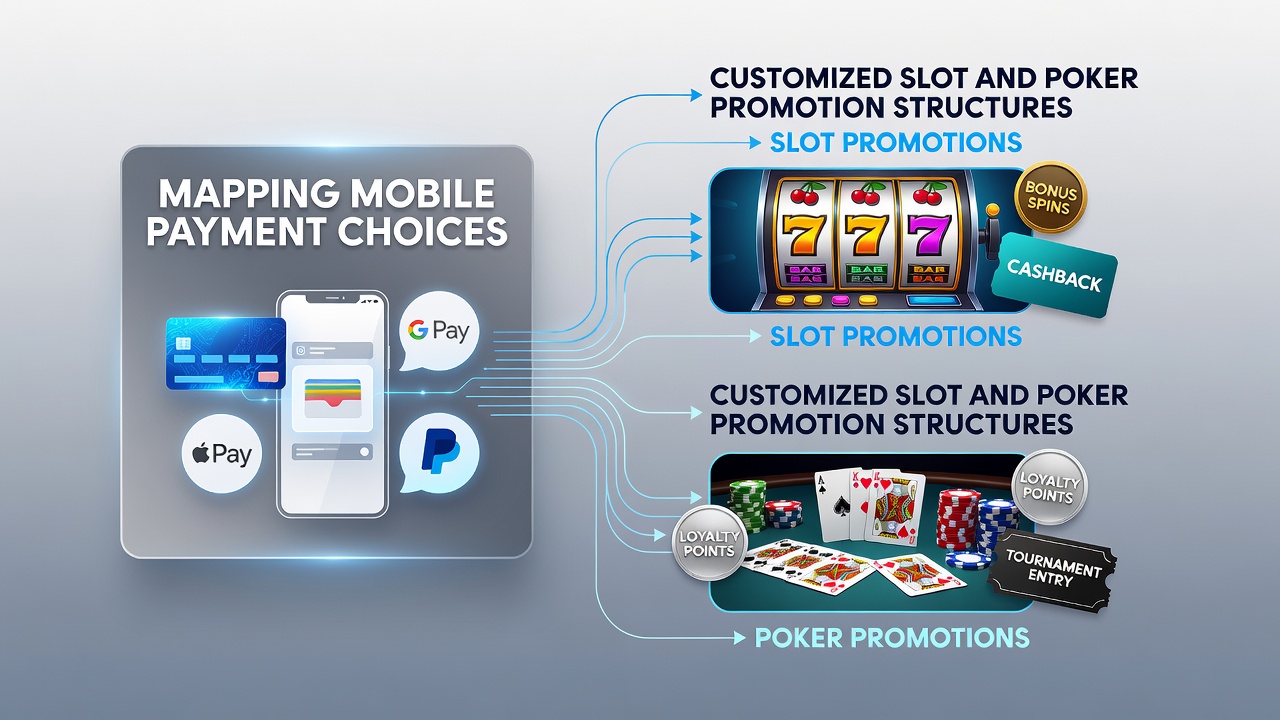 Mobile payment interfaces displayed alongside slot and poker game interfaces on smartphones