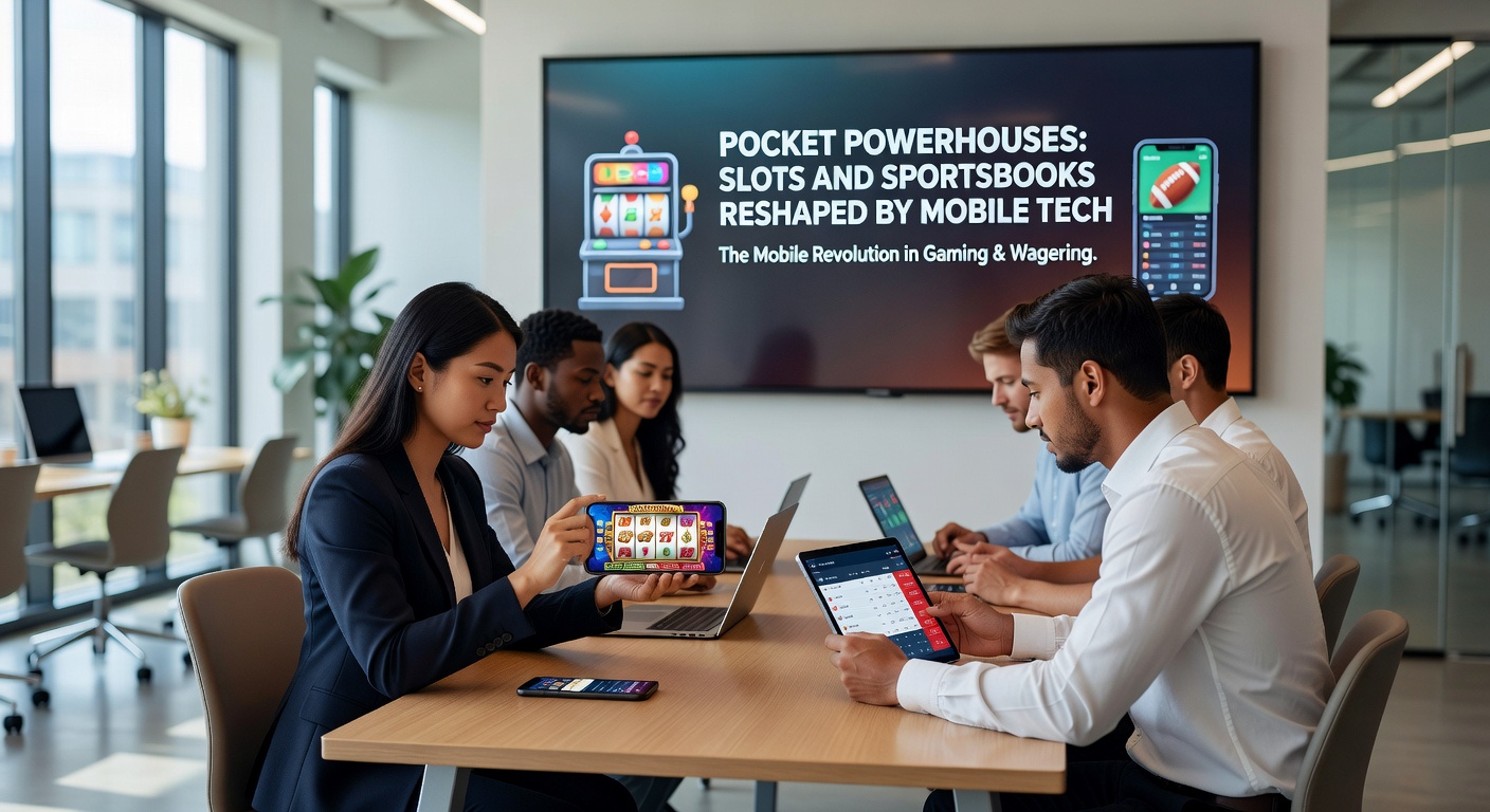 A diverse group of people using smartphones at a sports event, placing bets on live games and playing slots, capturing the on-the-go excitement of mobile gambling